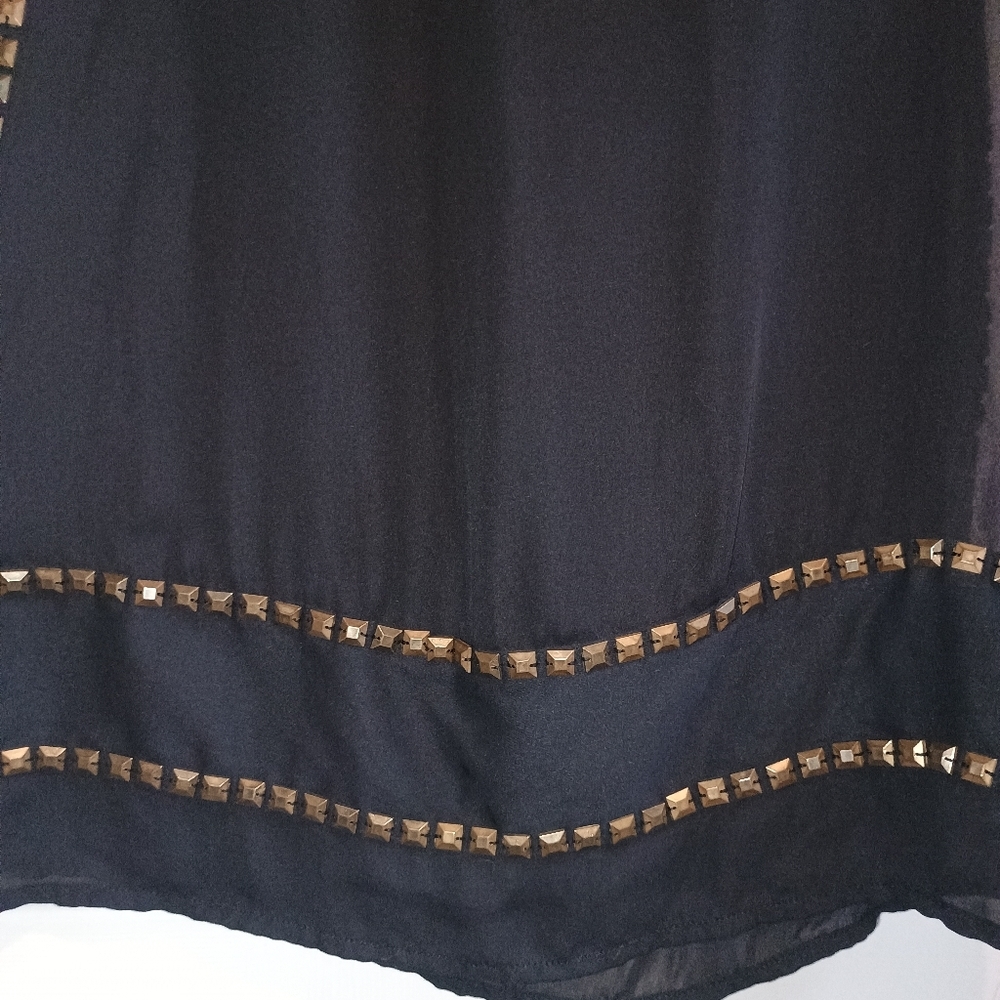 Rock & Republic Black Studded Open Side Sleeveless Top Sz S Gold Square Beads... - Picture 6 of 14